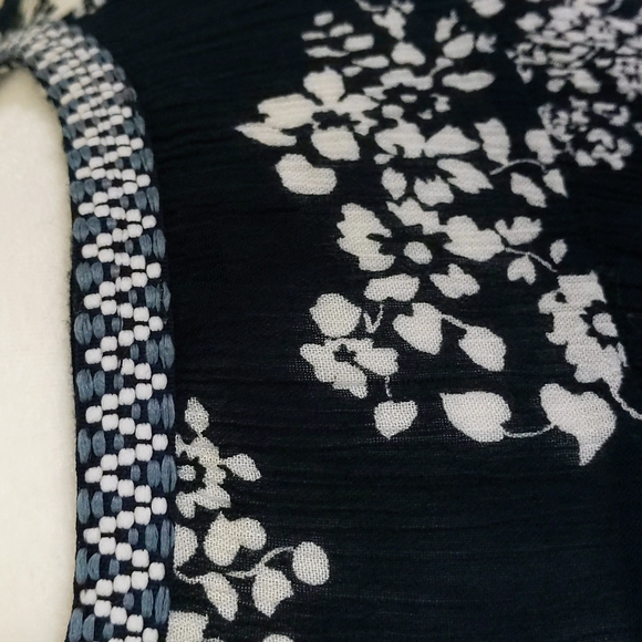 Patrons of Peace Floral Striped High Low Boho Top S White Blue - Picture 10 of 15